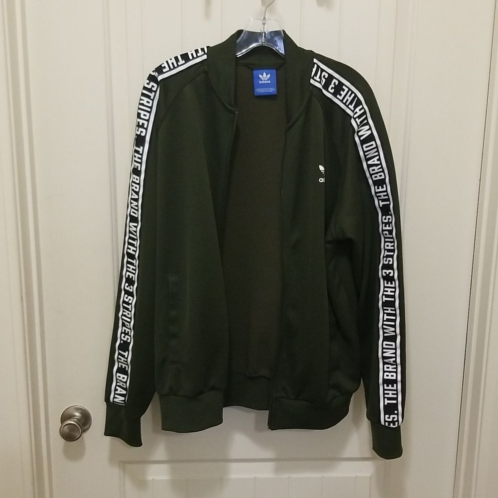 Adidas Men's Dark Green Track Jacket Size LARGE